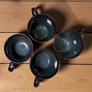 Lot of 4 Mikasa Jade Coffee Mugs 12 oz. Gourmet Basics‎ Teal Brown No Chips MINT